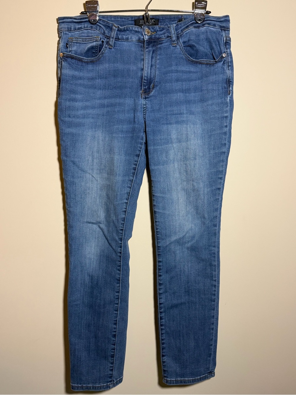 Judy Blue Straight Leg Jeans Womens Size 32 Medium Wash Stretch Denim Mid Rise